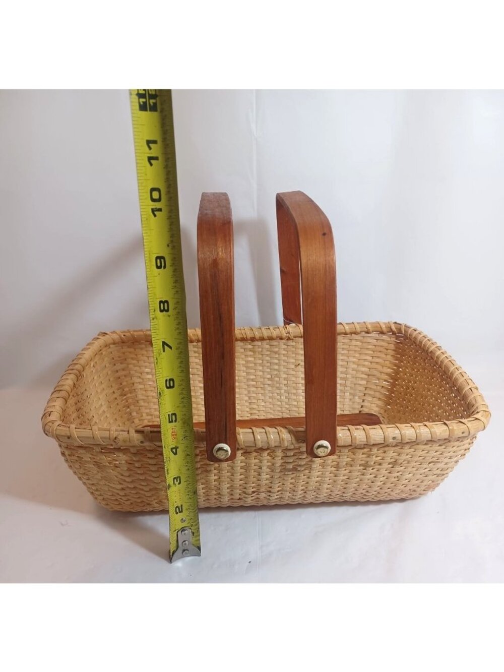 Vtg handcrafted Nantucket Gathering Basket Double Swing Handles 14”x10”x4” NOS N - Picture 3 of 12
